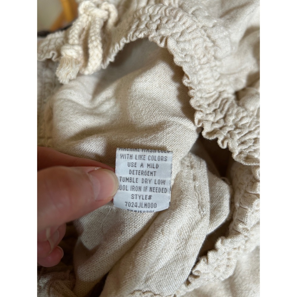 Cali 1850 Linen Beach Pants Oatmeal Beige Smocked Womens M NWT - Picture 8 of 10